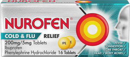 Nurofen Cold & Flu Relief 200mg/5mg Tablets x16