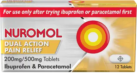 Nuromol Dual Action Pain Relief 200/500mg Tablets