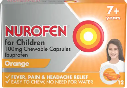 Nurofen for Children 100mg Chewable Capsules Orange Flavour