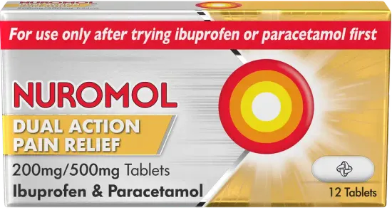 Nuromol Dual Action Pain Relief 200mg/500mg 12 Tablets