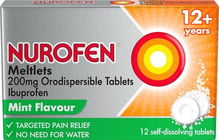 Nurofen Meltlets Self-Dissolving Tablets Mint Flavour 12+ Years x12